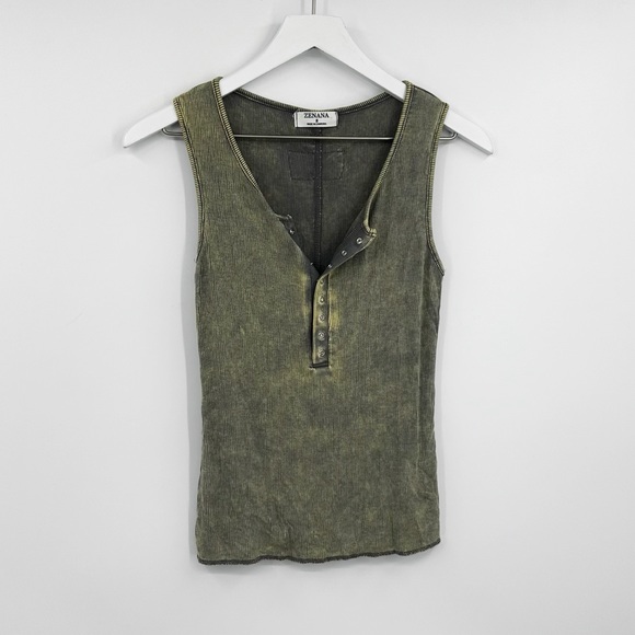 Zenana Outfitters Tops - Zenana Acid Wash Button Up Tank Top Size Small Boho